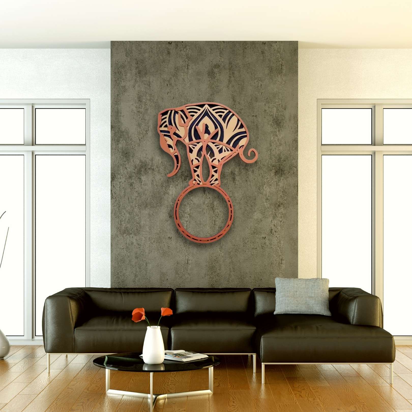 Elephant Zentangle Mandala Art Wall Decor