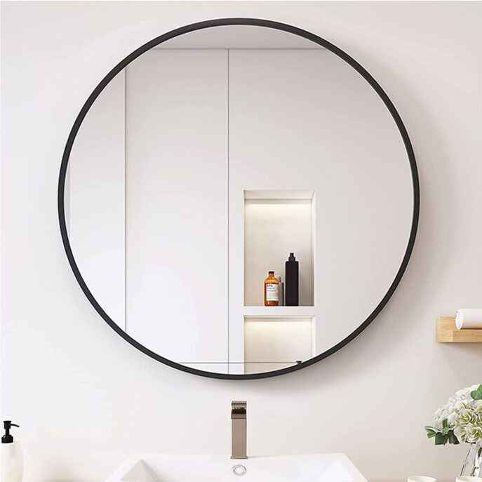 Noir Black Circular Mirror