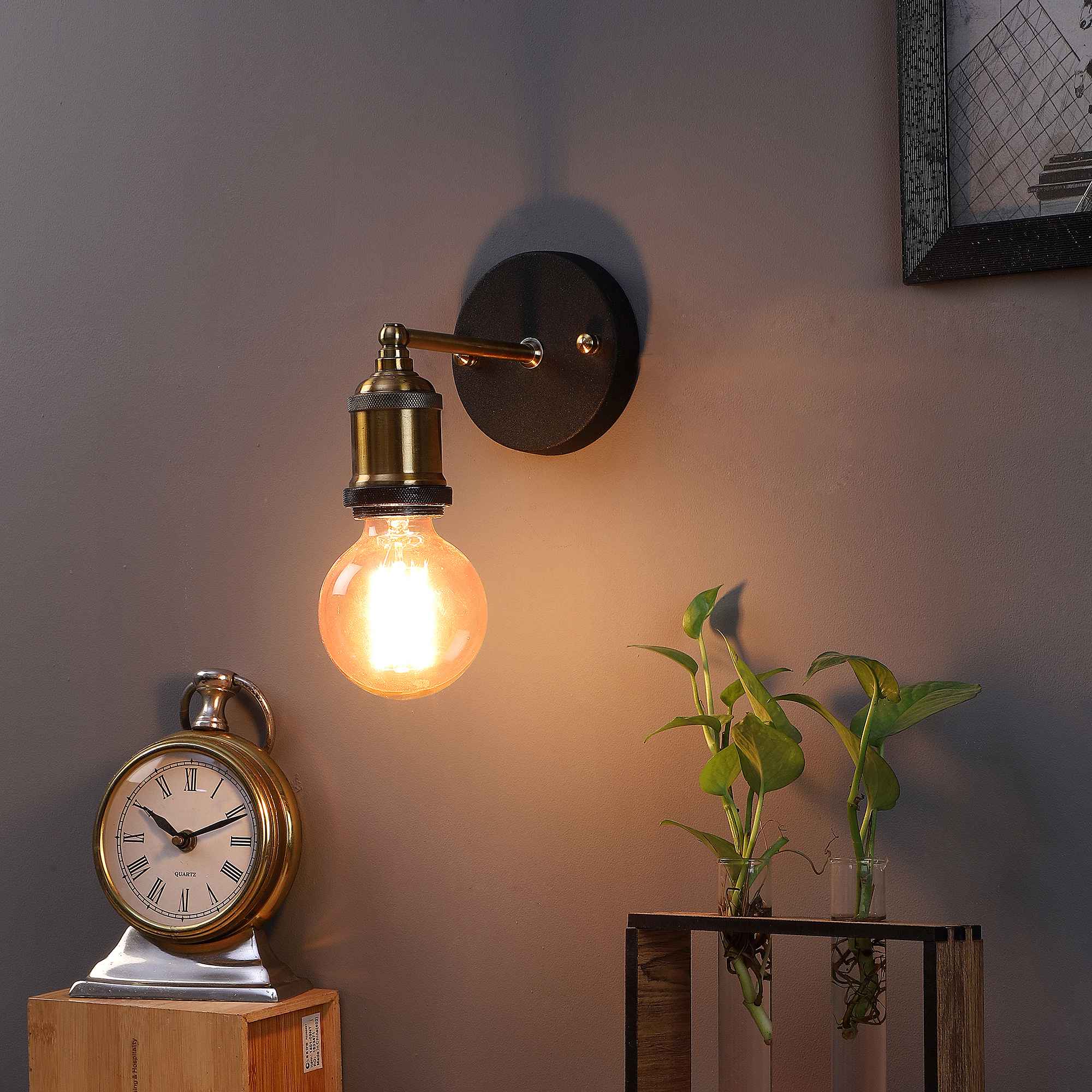 Vintage Industrial Black Metal Single Hanging Light