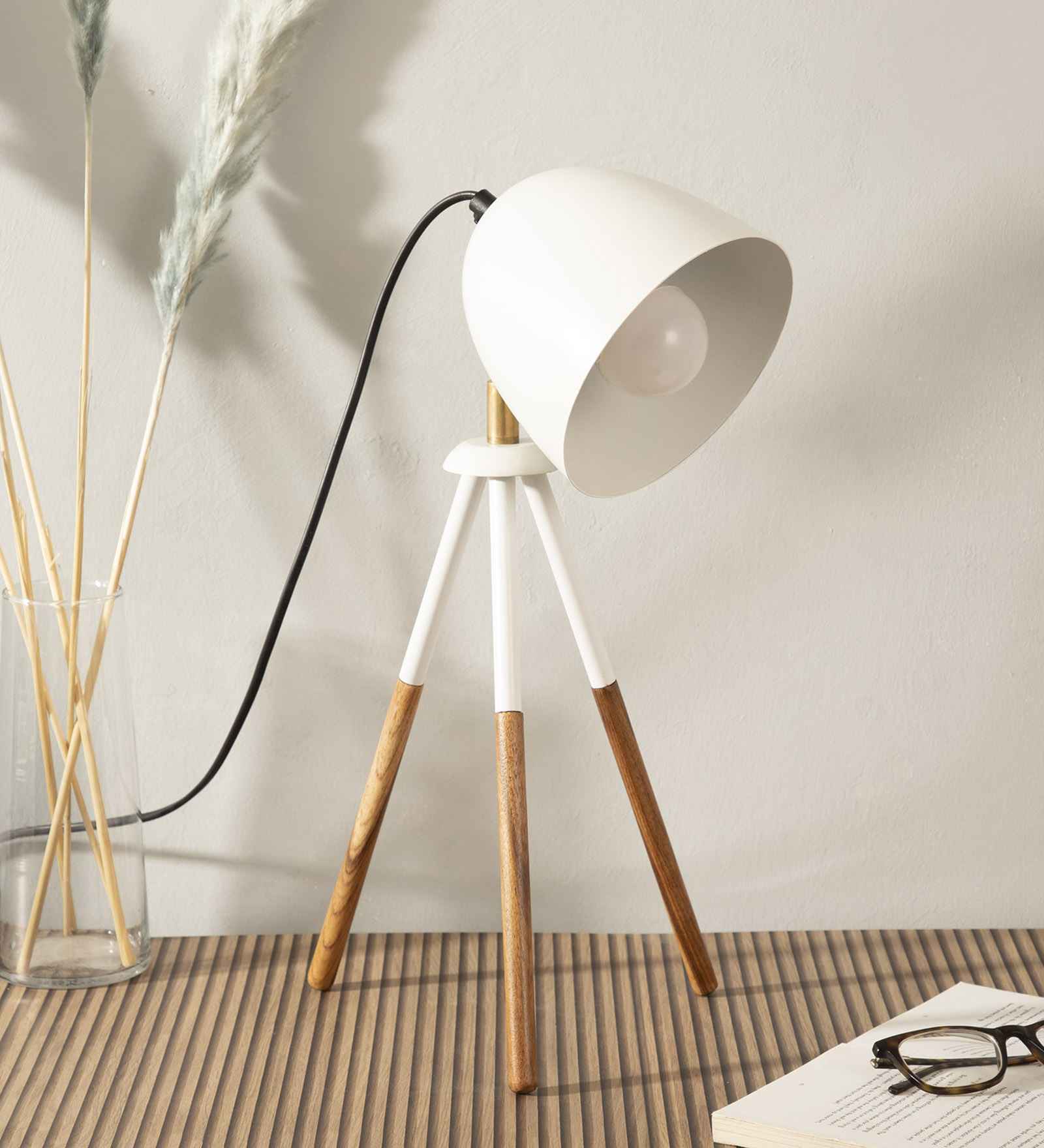 Niko Table Lamp - Teak Wood Sandstone