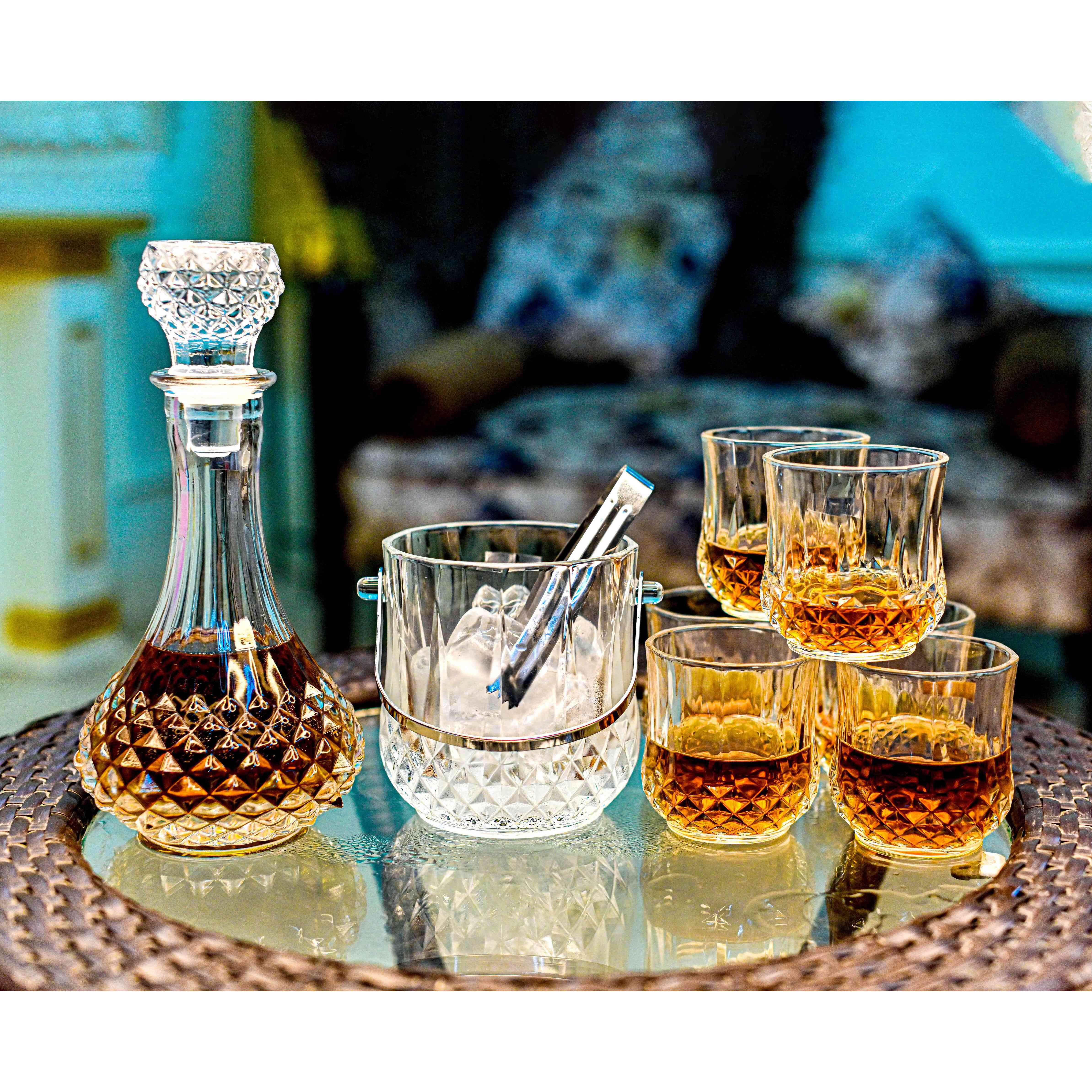 Luxury Square Rock Crystal Decanter Set