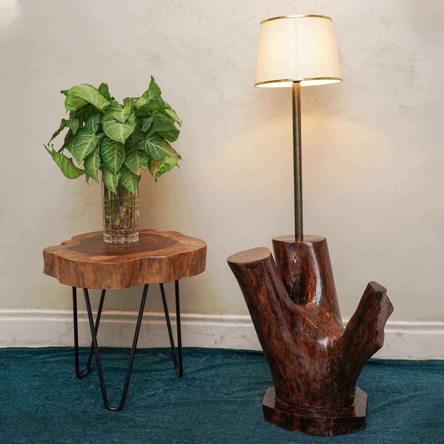 Rustic Wood slice floor Lamp (Sheesham Wood)