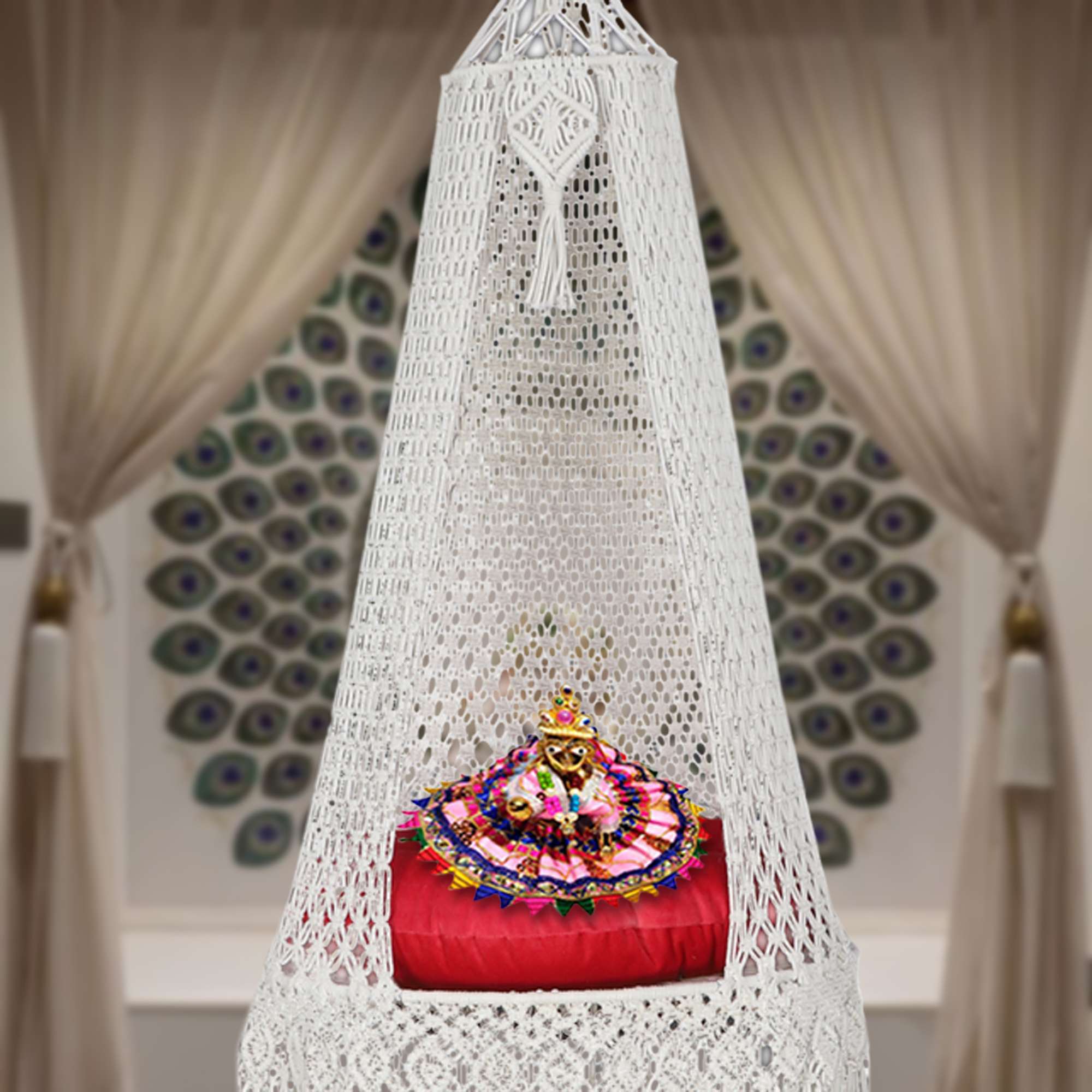 Kaahira Handwoven Swing Throne Devoted to Laadu Gopal Ji