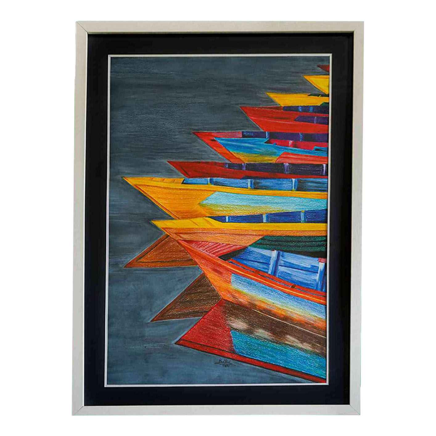 Boats : Pencil color painting