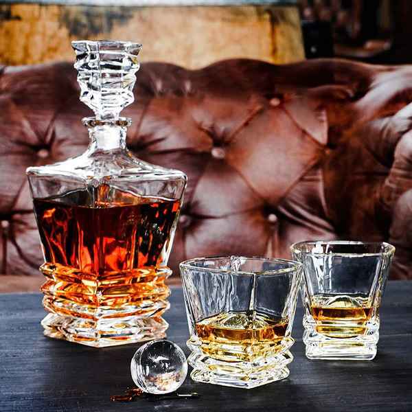 Luxury Square Rock Crystal Decanter Set