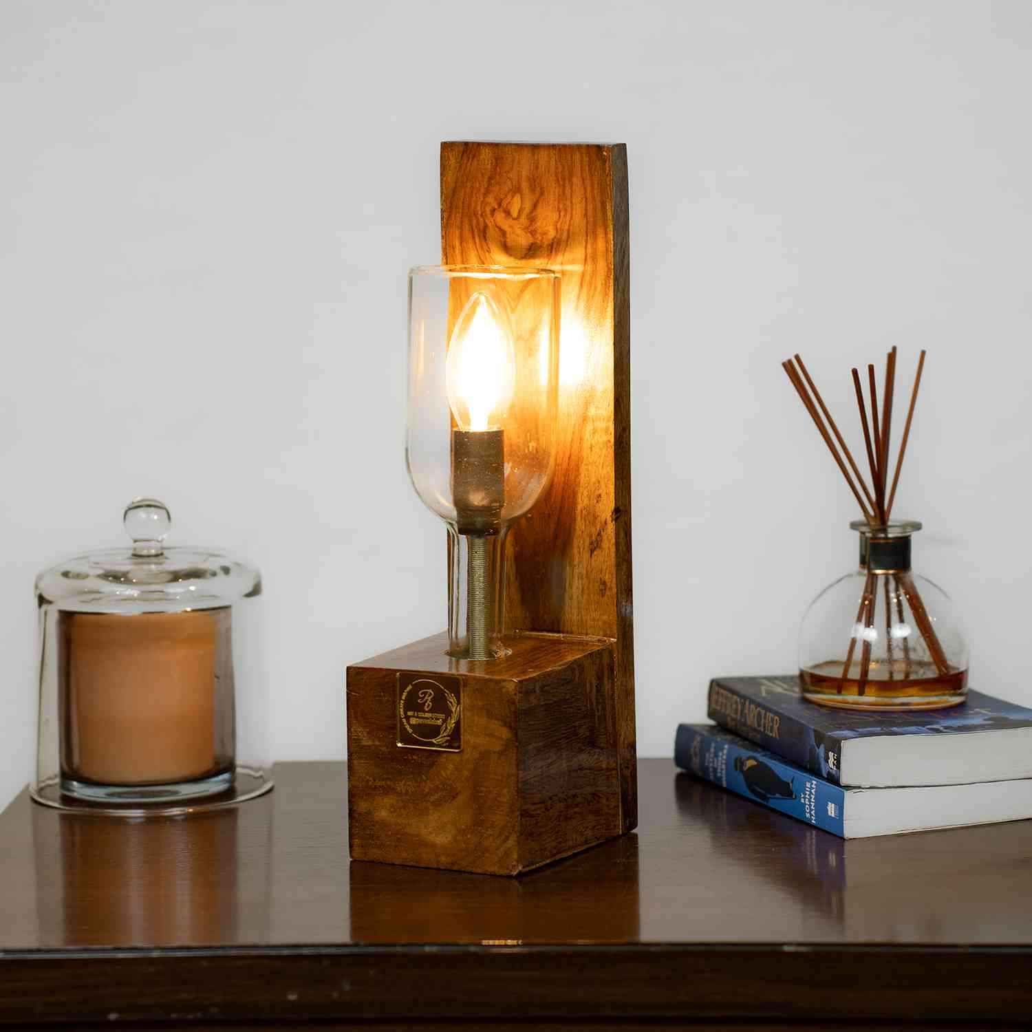 Wood Base Solid Table Lamp