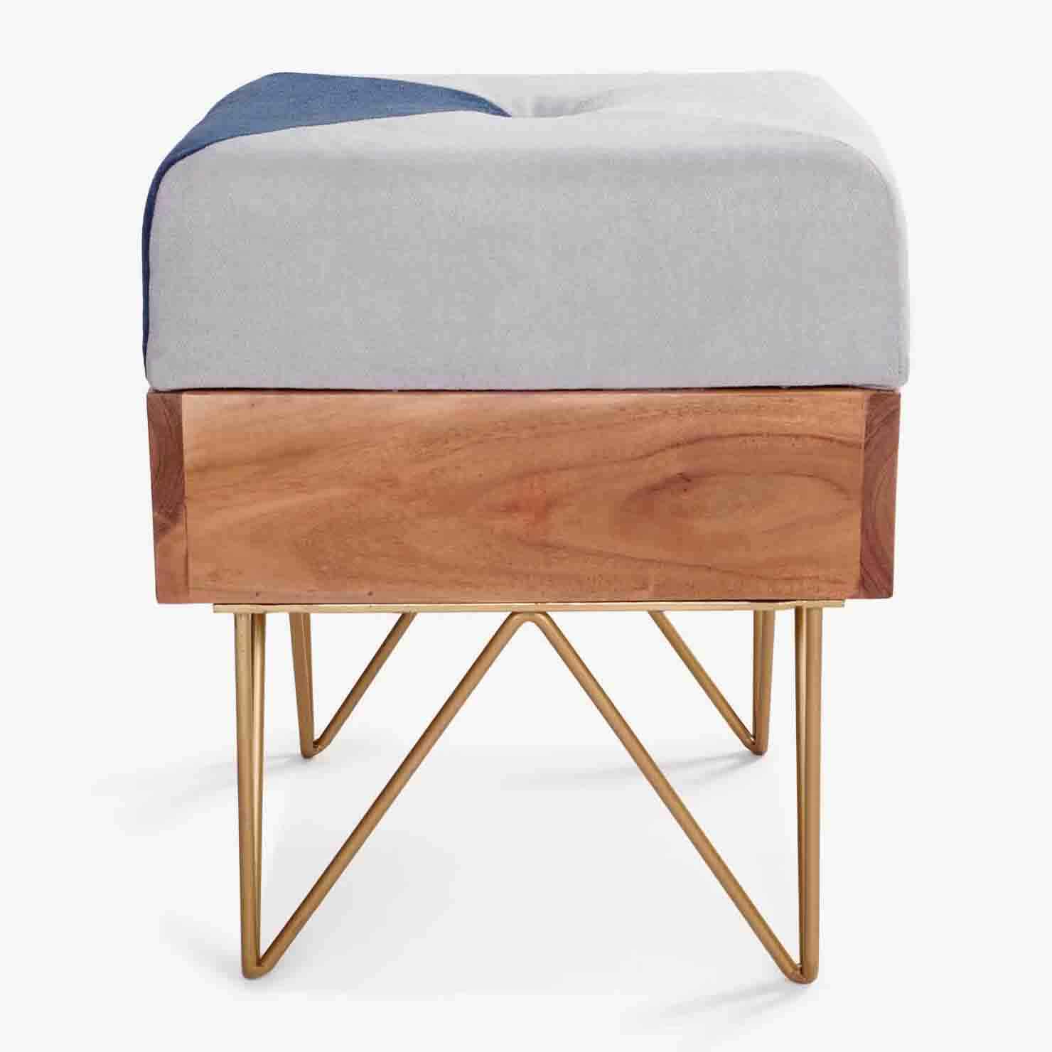 VELVET AND BRASS STOOL