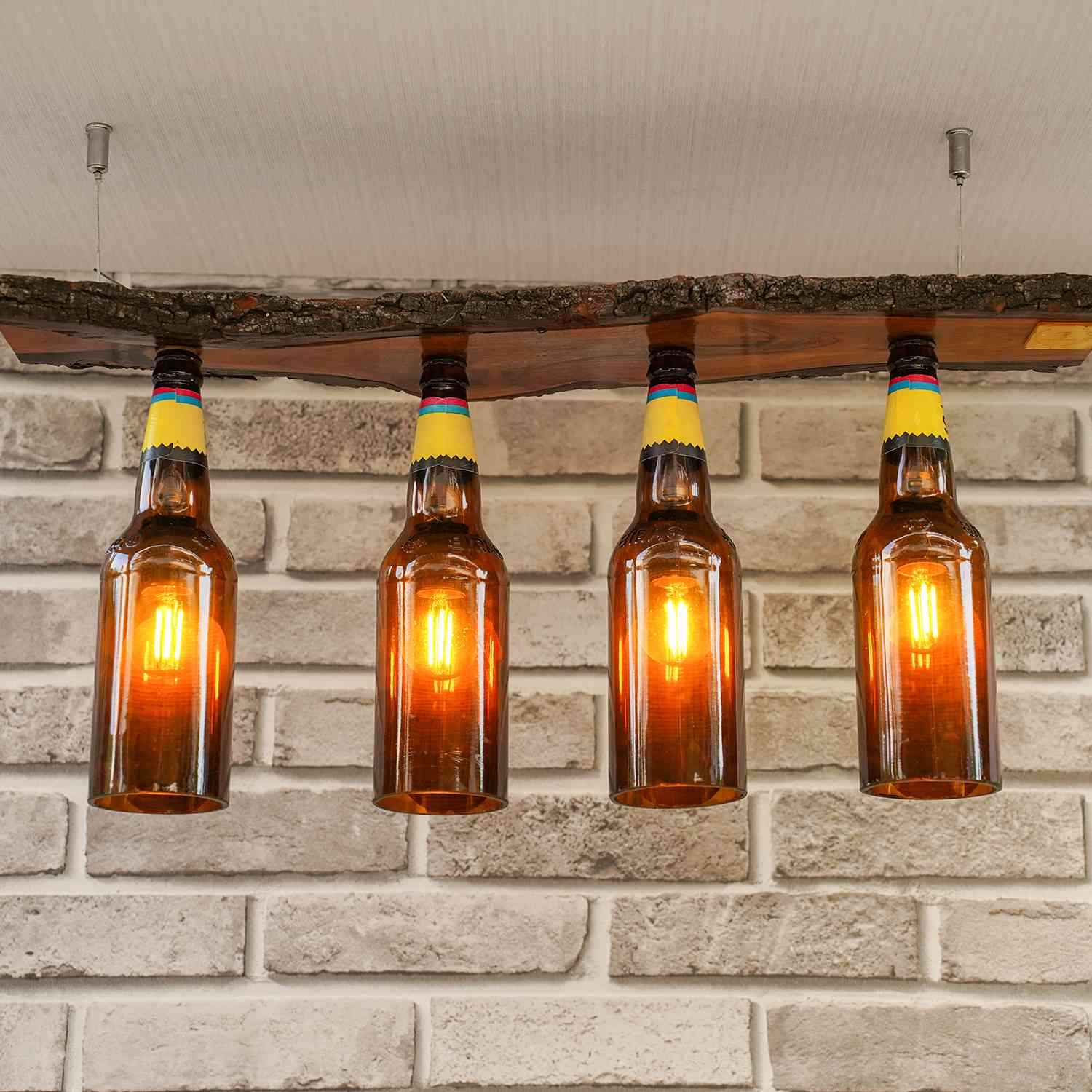 Multi Bulb Ceiling Lamp (Recycled Bottles) - 4 Bottles