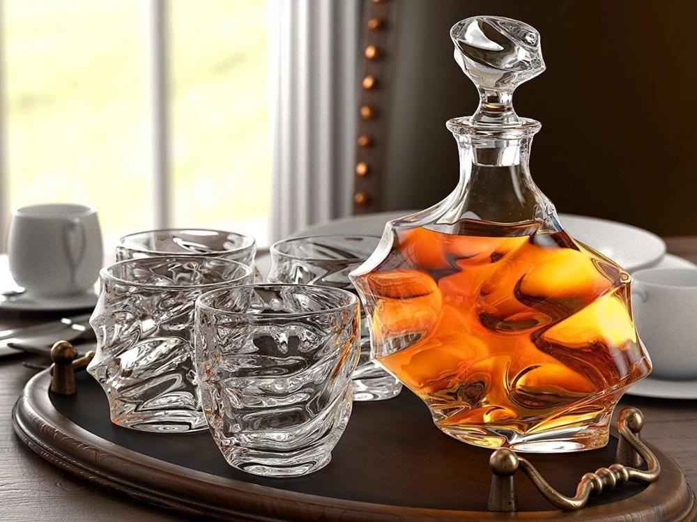 Diamond Whiskey Crystal Decanter Set With Glasses