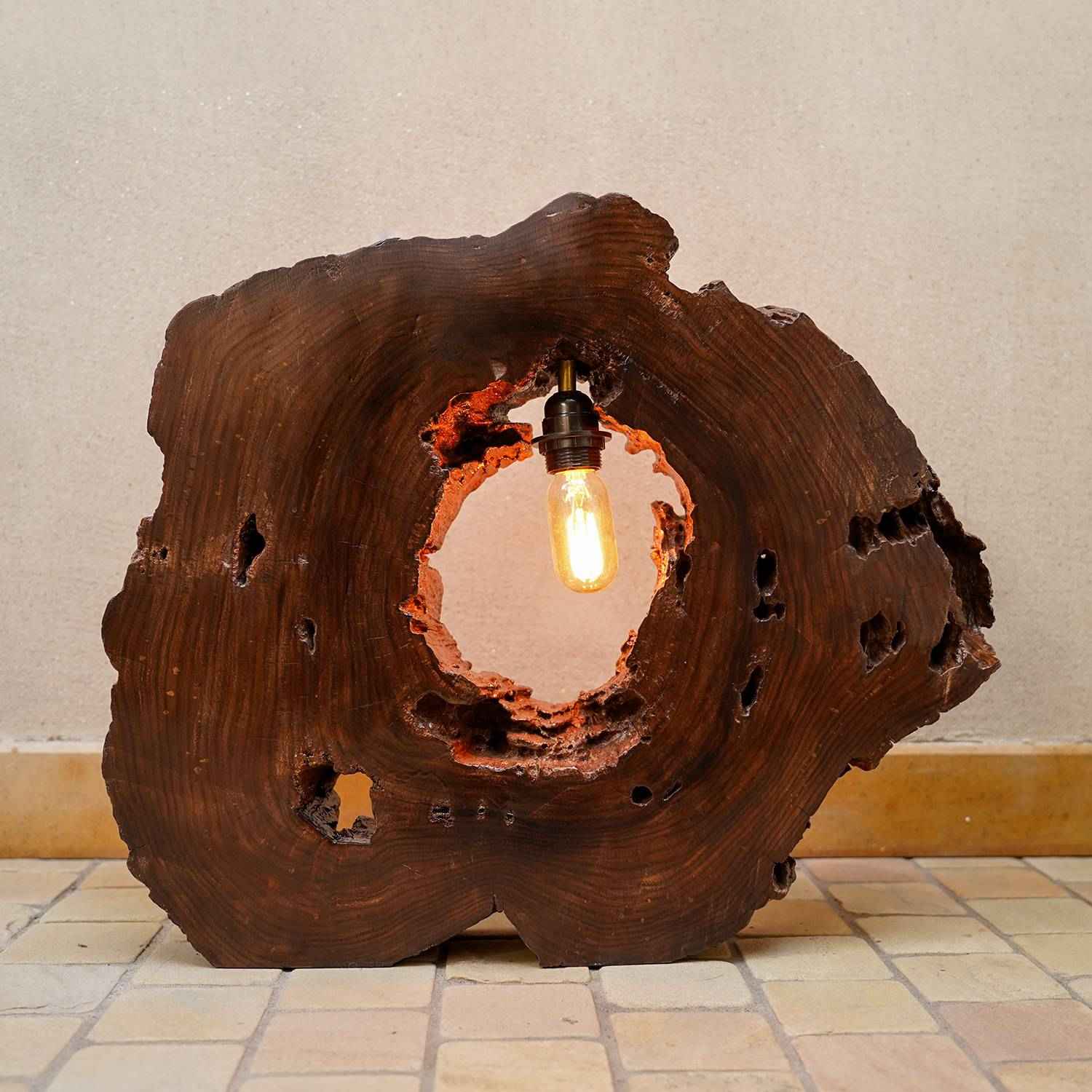 Rustic Wood slice floor Lamp (Sheesham Wood)