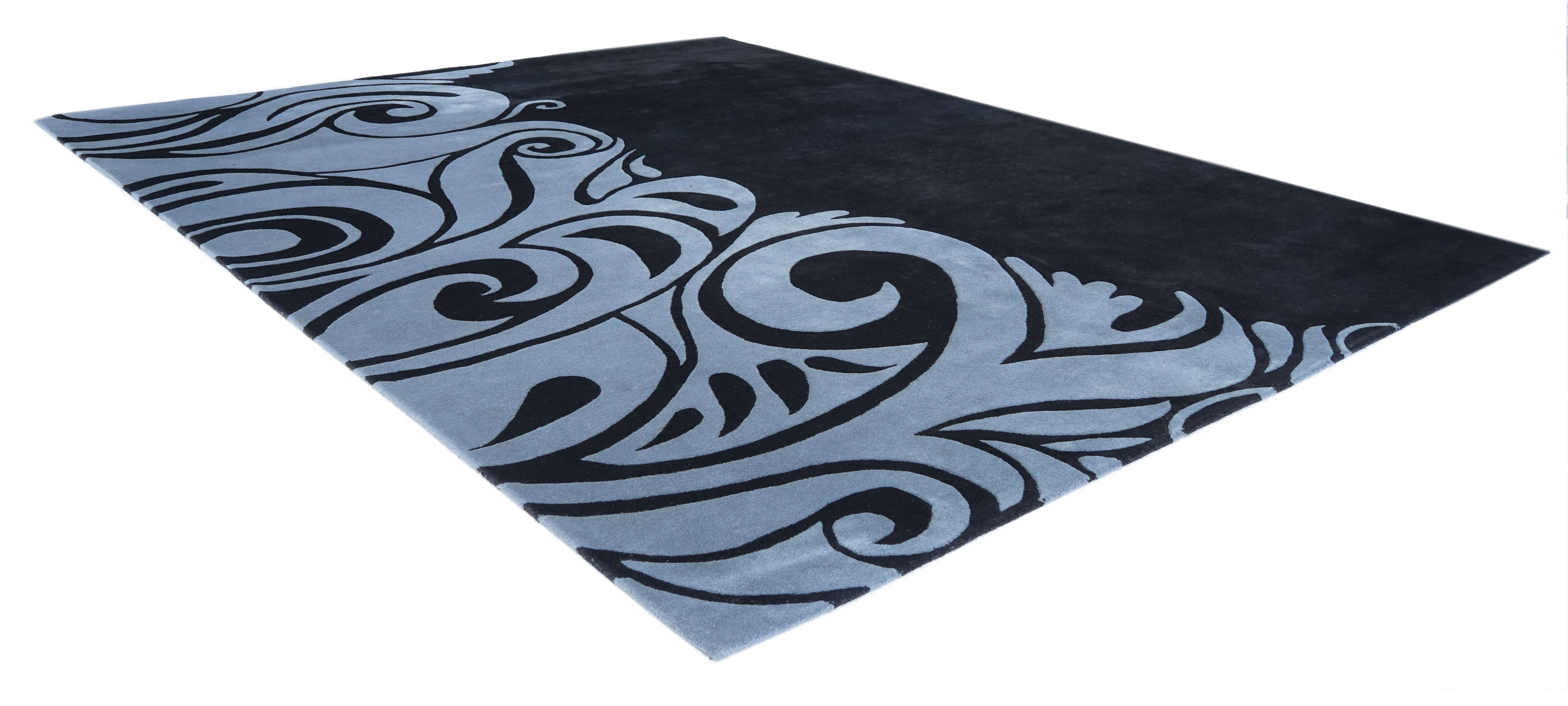 BLUE STRIPPED CUT PILE RUG