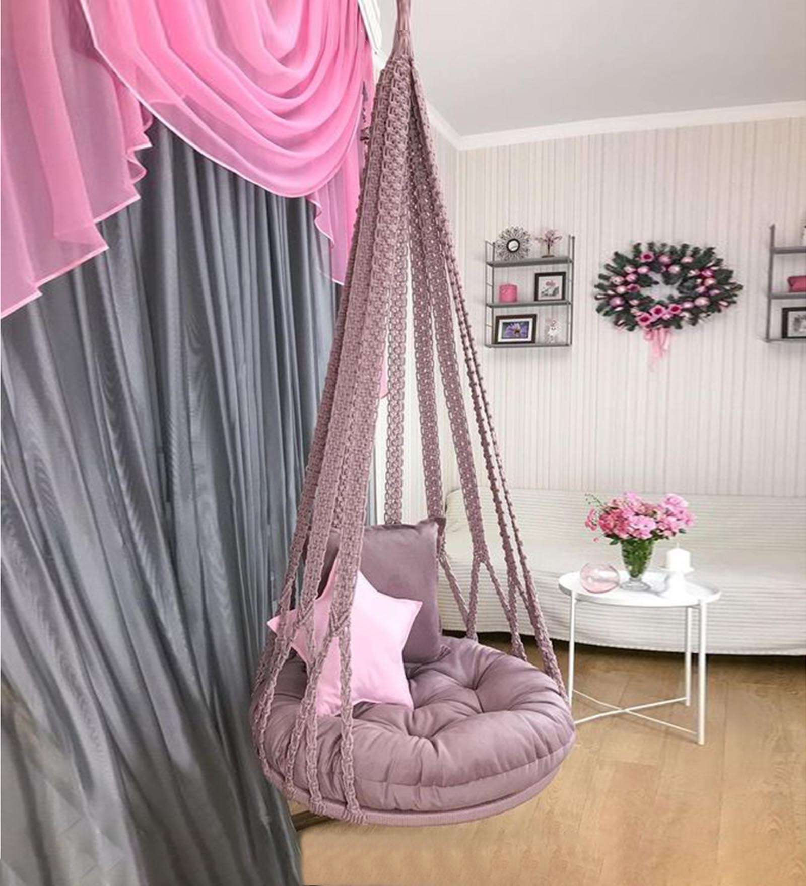 Kaahira Beautiful Hanging Nest Chair for Kids and Adults in Wine Color