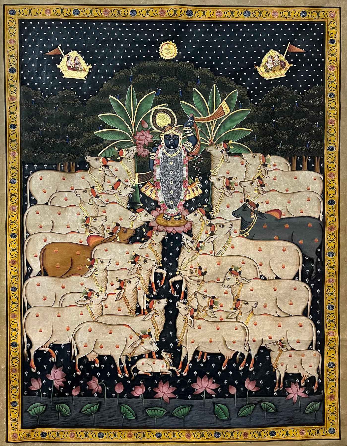 Antique Lord Shrinathji with Cows