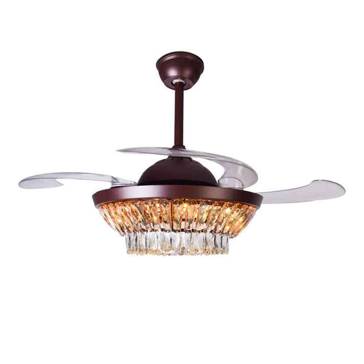 Contemporary Chic Crystal Chandelier Ceiling Fan With Remote Control