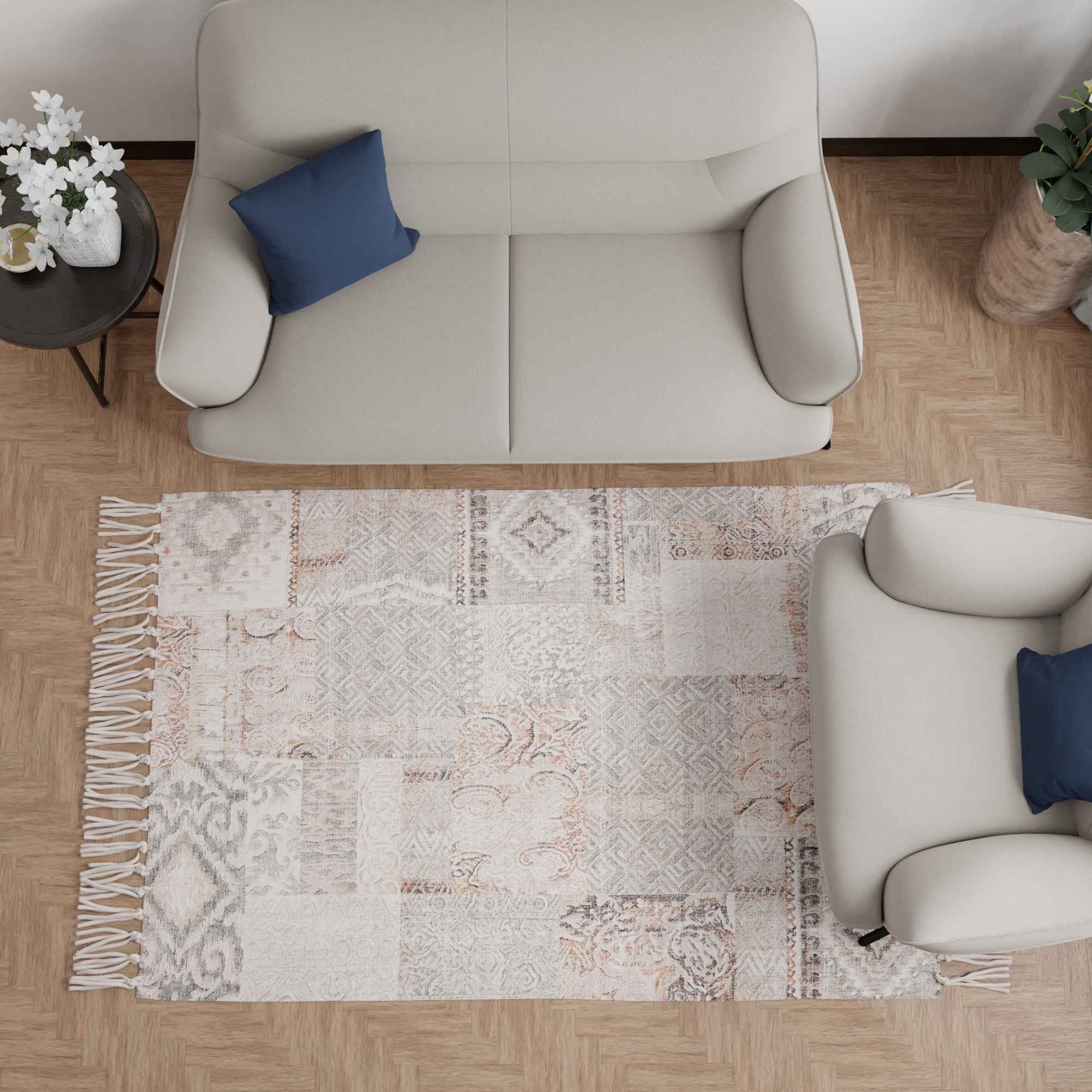 Muse Cream & Grey Handwoven Rug