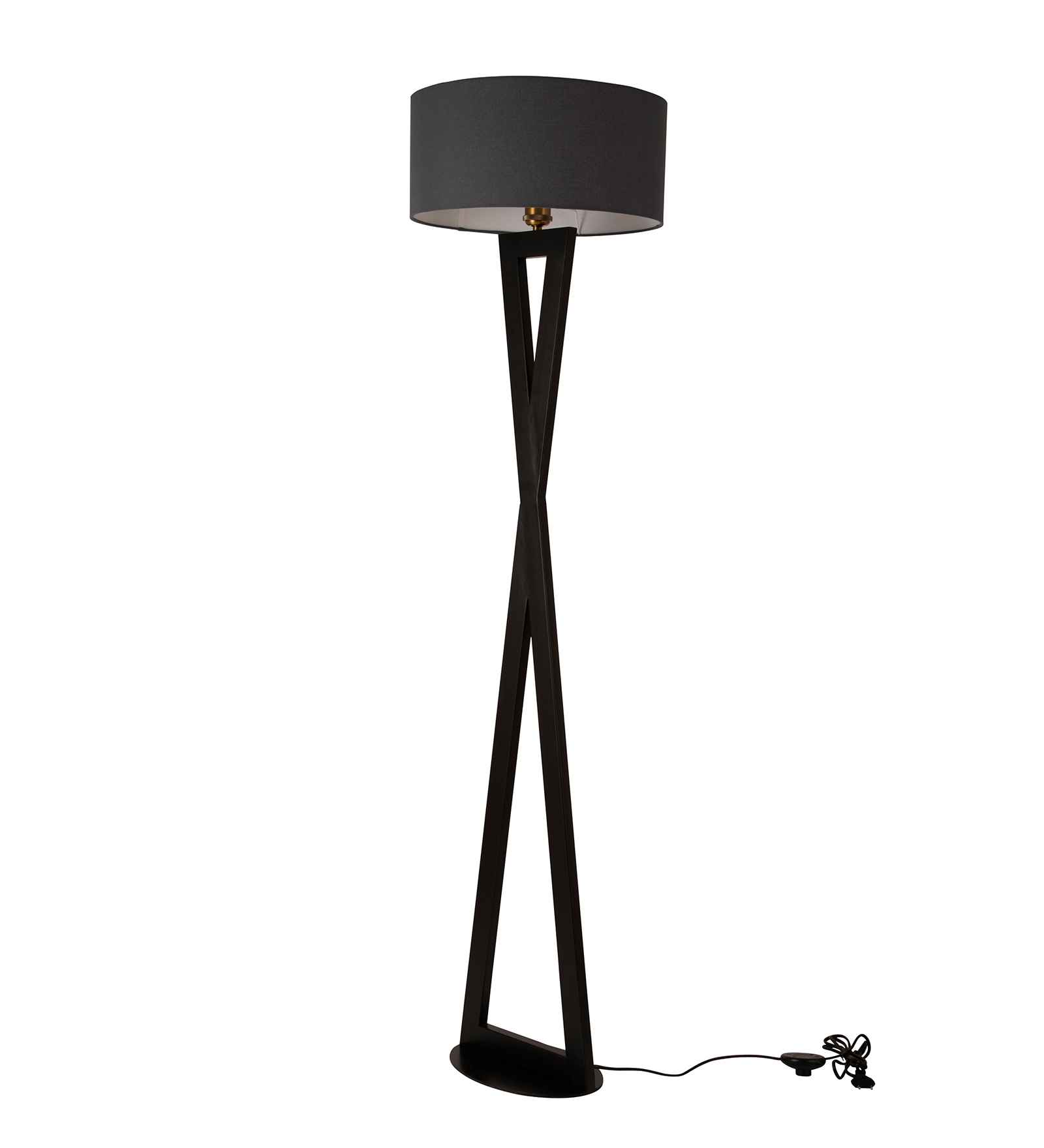 Hamptons Grey Metal Shade Club Floor Lamp with Metal Base