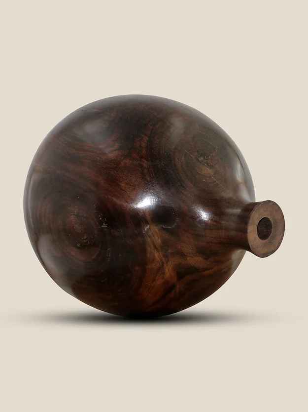 Rosewood Flower Vase Sphere Shaped