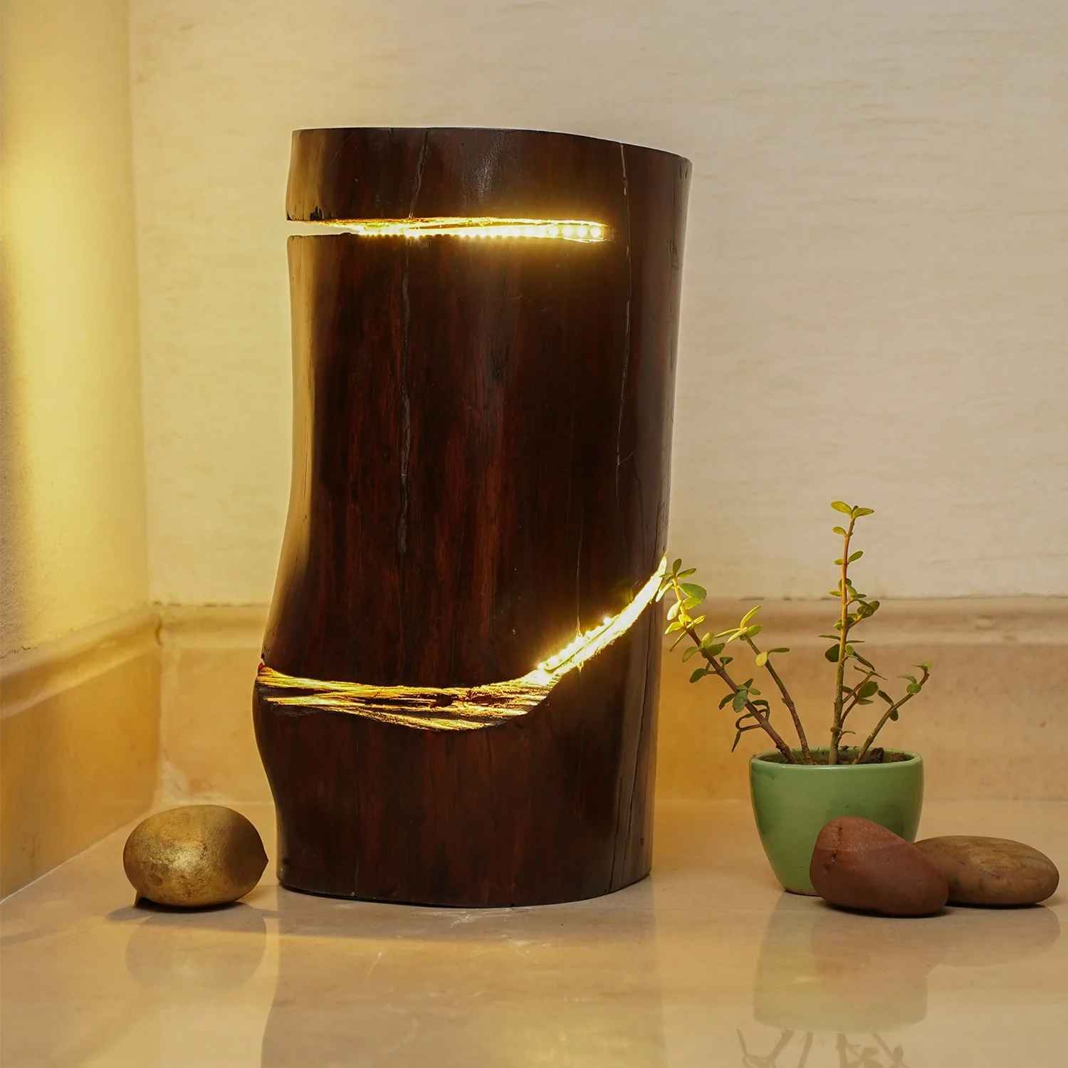 Rustic Wood slice floor Lamp (Sheesham Wood)