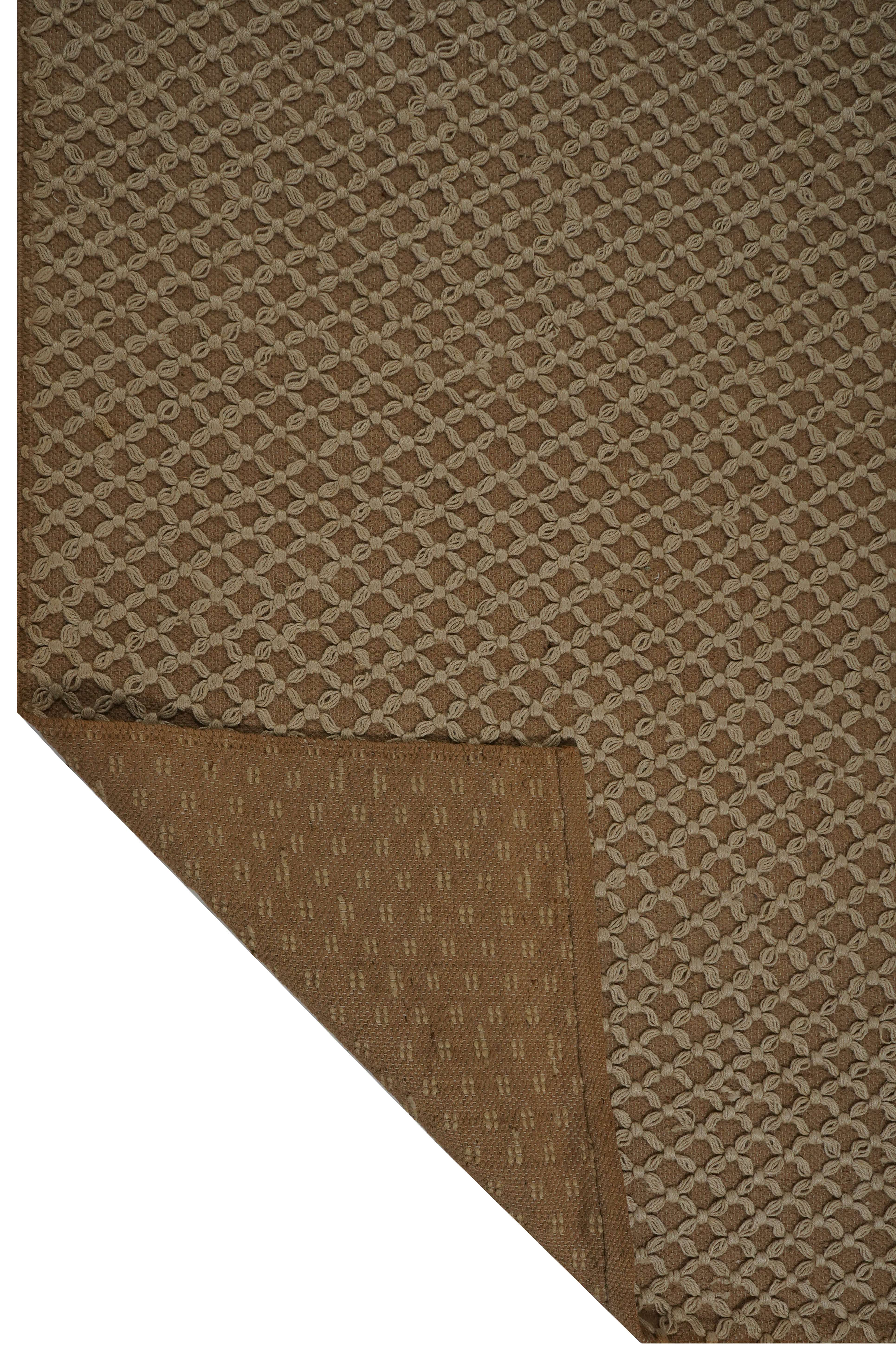 CREAM & BROWN SPIDER WEAVE RUG