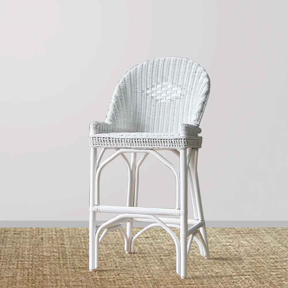 Edith Cane Bar Stool, White Wash