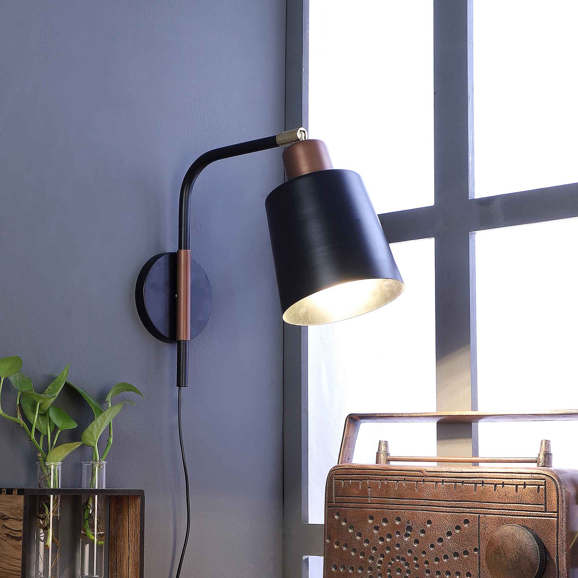 Vintage Industrial Black Metal Single Hanging Light
