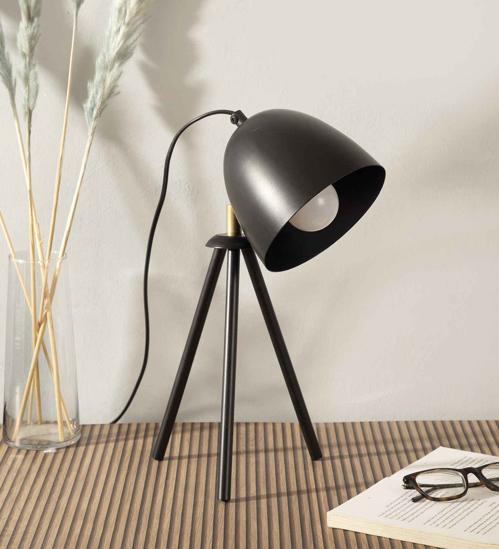 Hadley Black Table Lamp With Metal Base