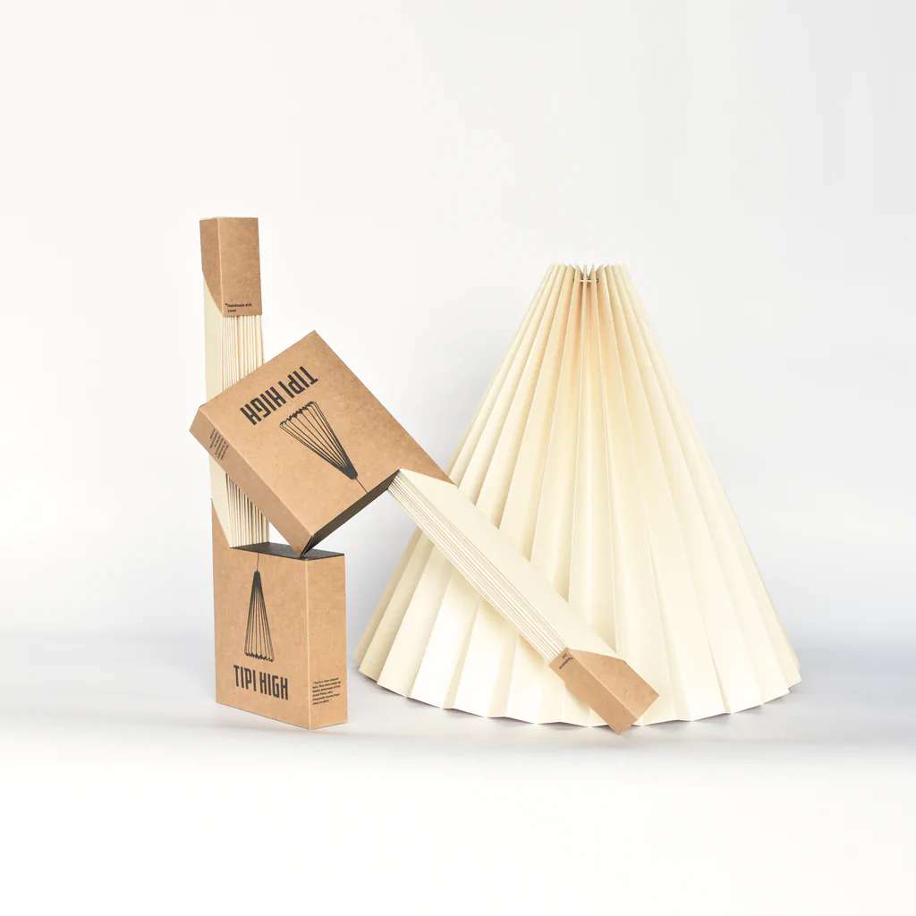 Beige Paper Origami Lampshade; Tipi Mini Single Pack