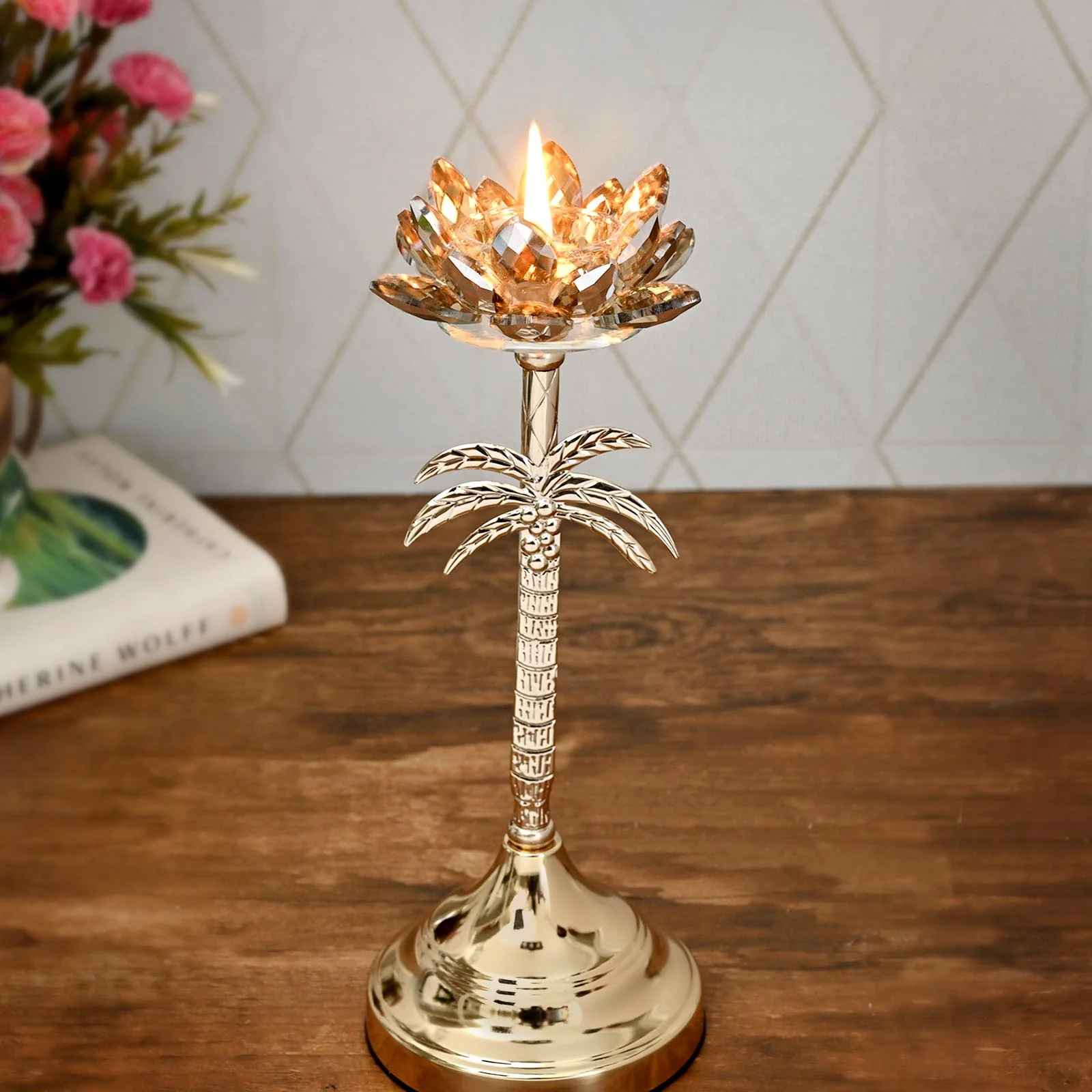 Crystal Lotus Flower Candle Holder