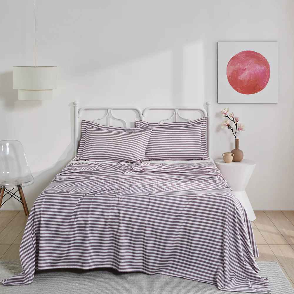 Stripe Plain Bedsheet - 400Tc