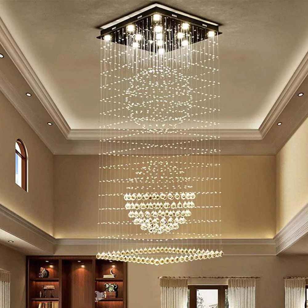 Rectangular Raindrop Wave Crystal Chandelier