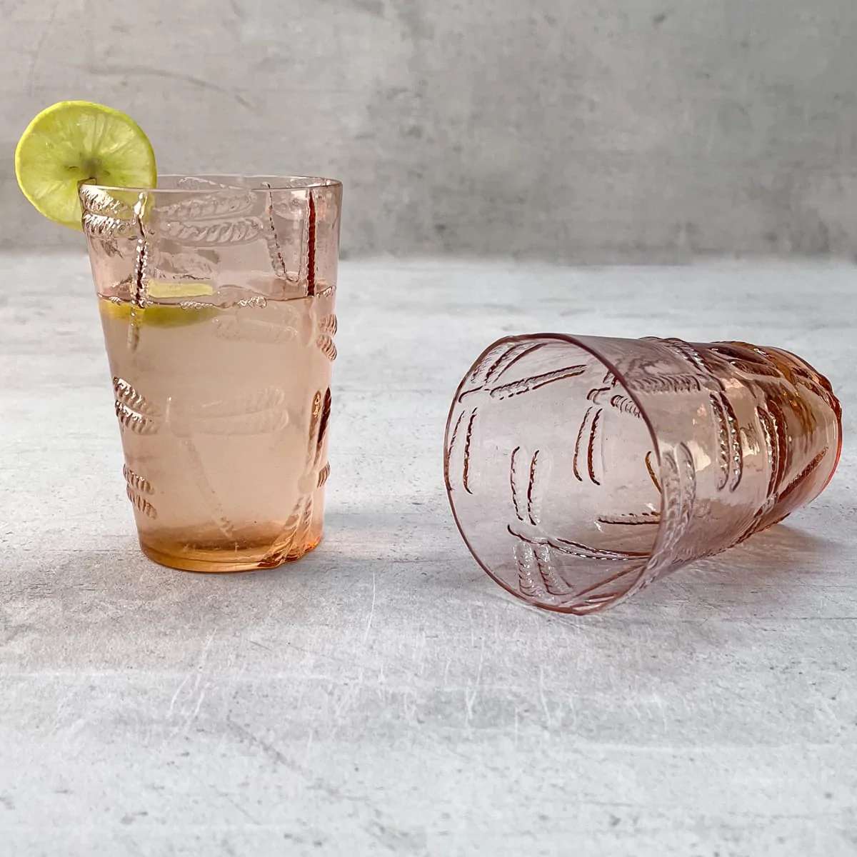 Esrin Peach Dragonfly Drinking Glass (Set of 2)