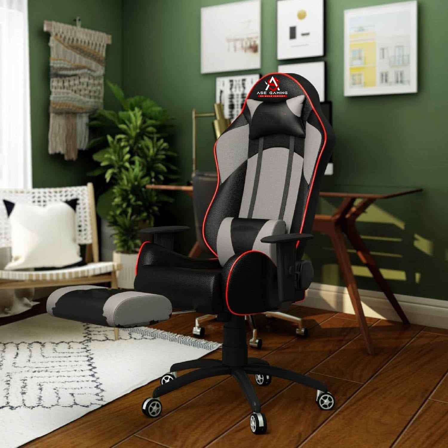 ASE Gaming Gold Series Gaming Chair with 180 Degree Recline (Grey & Black)