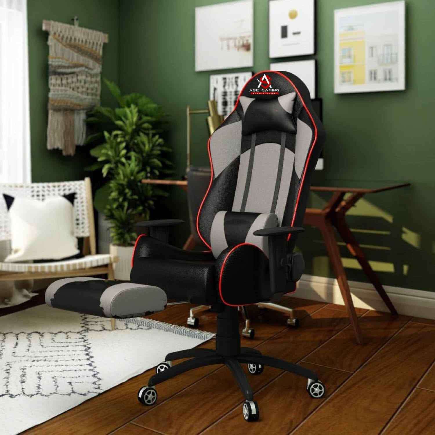 ASE Gaming Gold Series Gaming Chair with 180 Degree Recline (Red & Black)