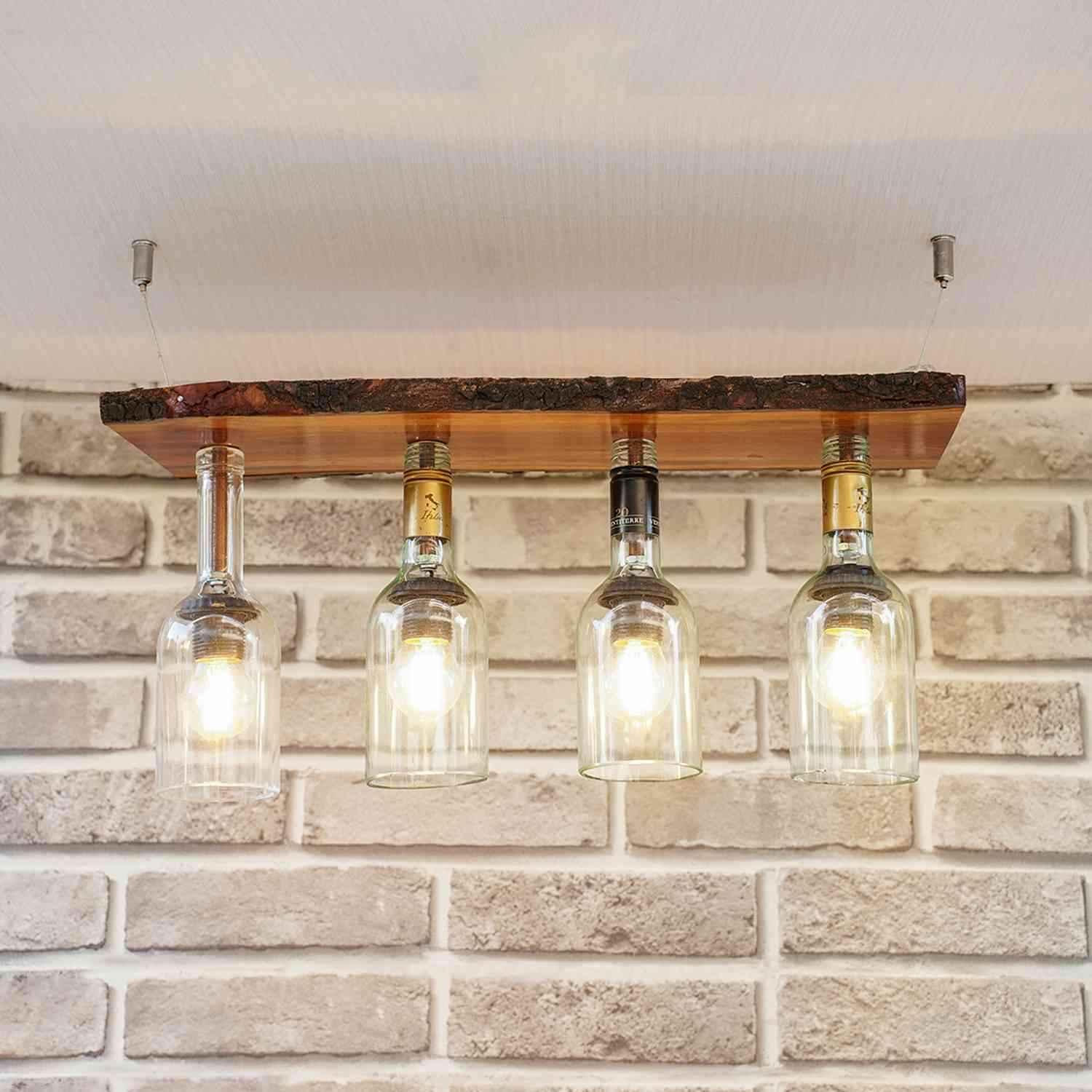 Multi Bulb Ceiling Lamp (Recycled Bottles) - 4 Bottles