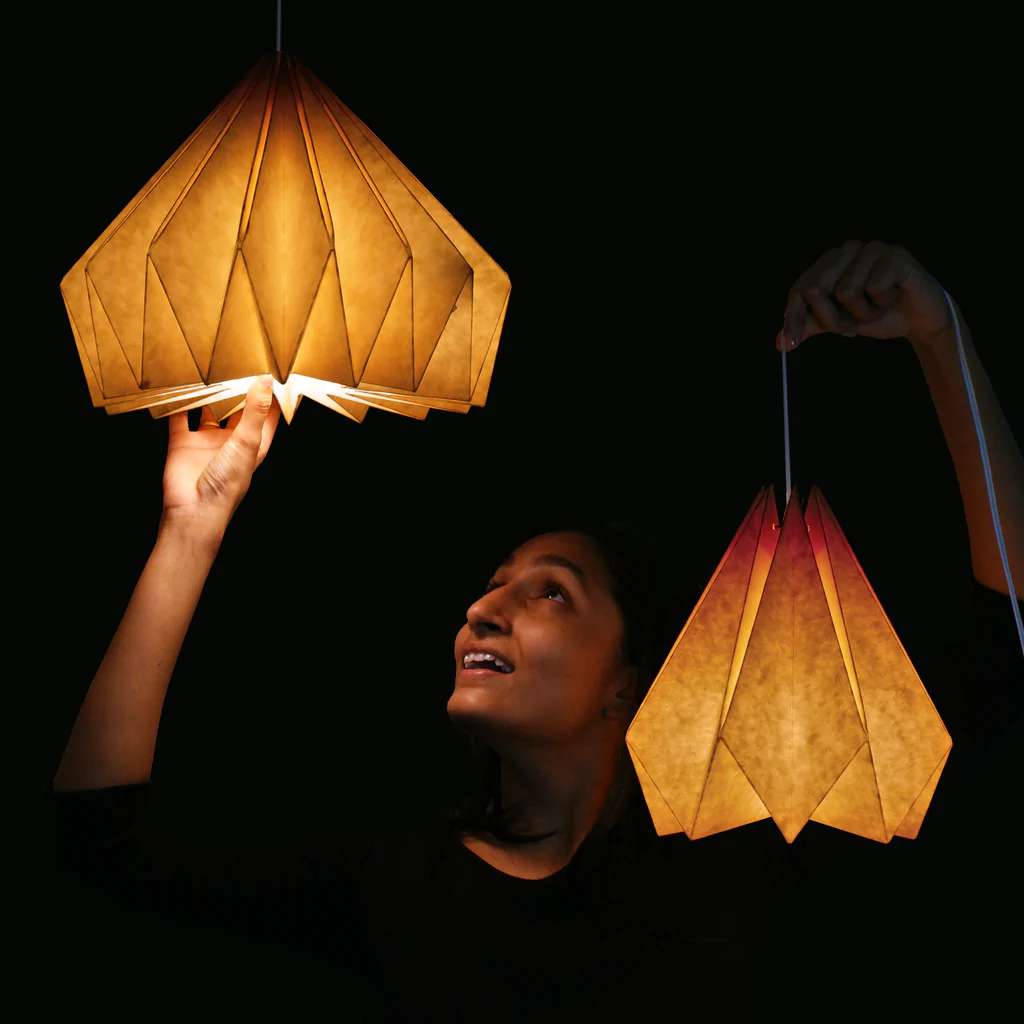 Light Peach Paper Origami Lamp Shade; Vanilla Bliss Single Pack