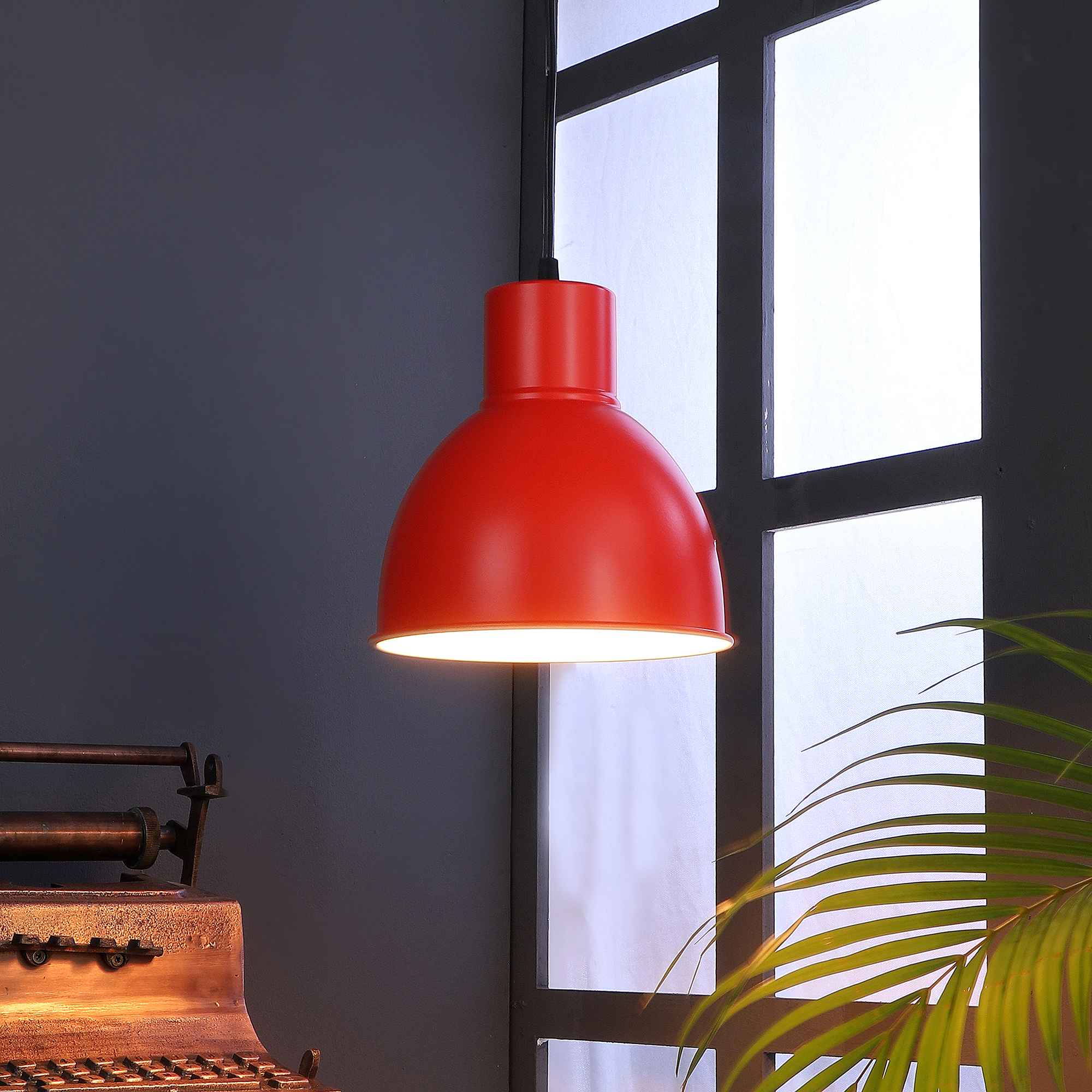 Vintage Industrial Black Metal Single Hanging Light