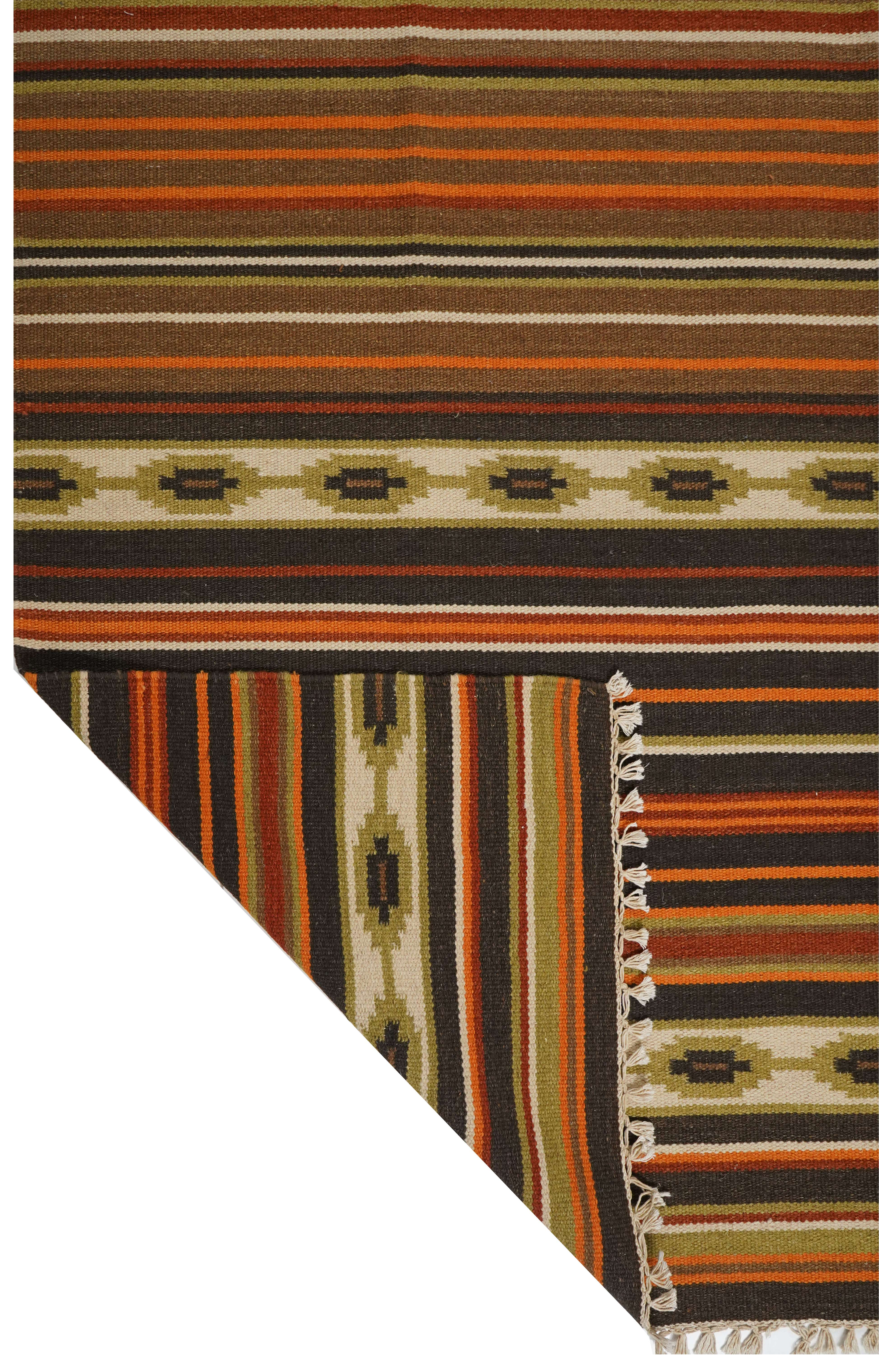 CREAM & BROWN SPIDER WEAVE RUG