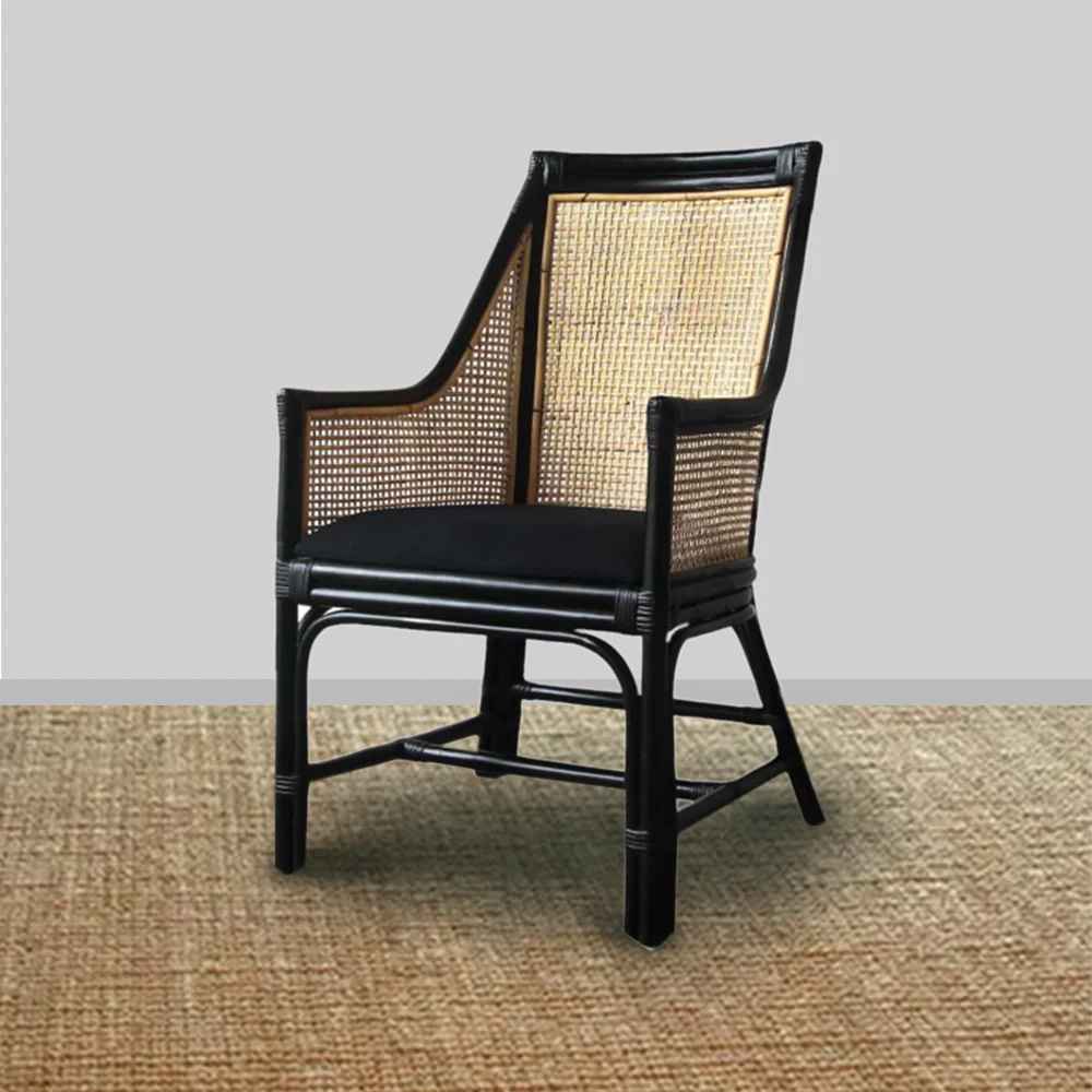 Montauk Rattan Chair - Black