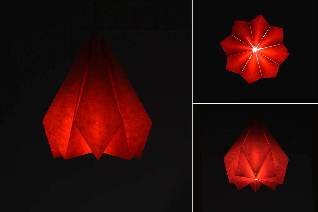 Red Paper Origami Lamp Shade; Vanilla Bliss Single Pack
