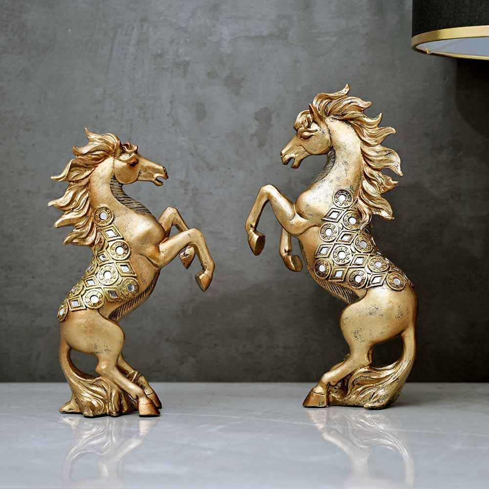 Antique Gold Horse Sculpture