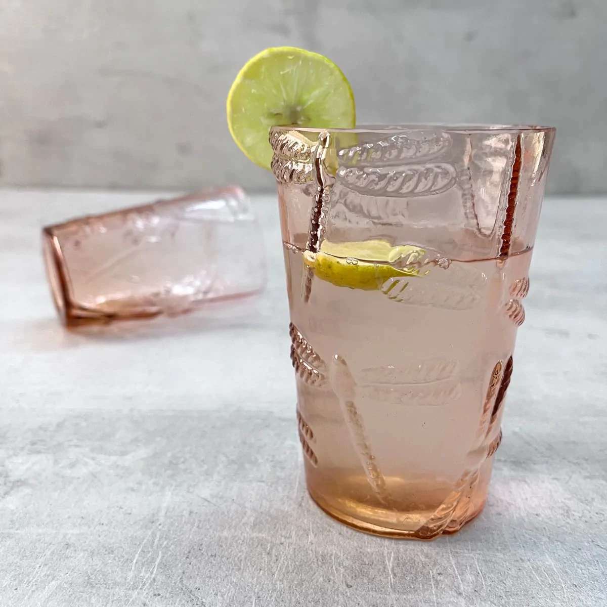 Esrin Peach Dragonfly Drinking Glass (Set of 2)