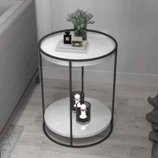 Dual Tiered Black Marble Side Table Black