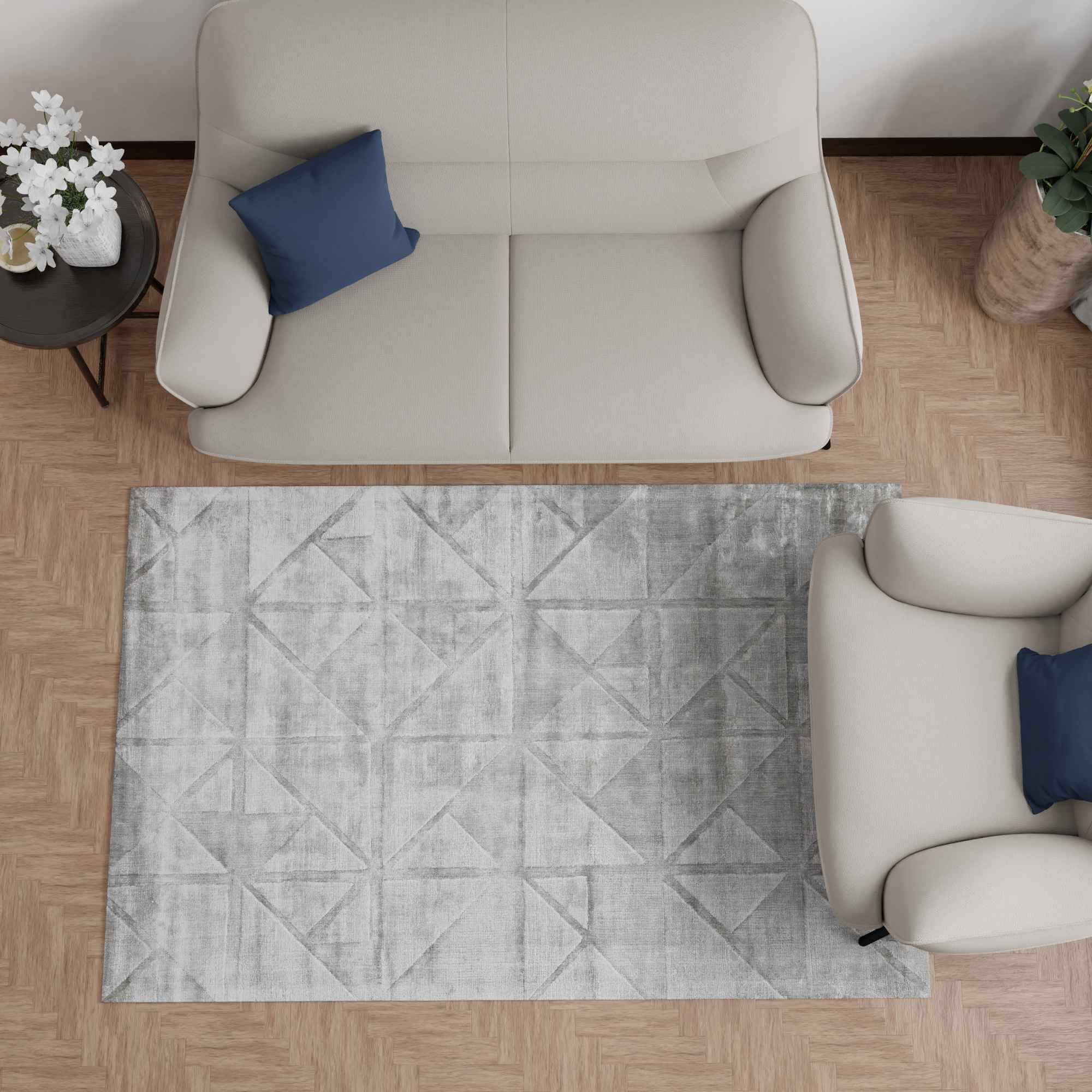 Muse Cream & Grey Handwoven Rug