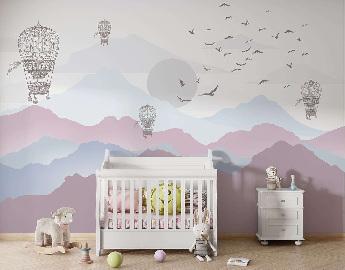 Pastle Mountains and Hot Air Baloons