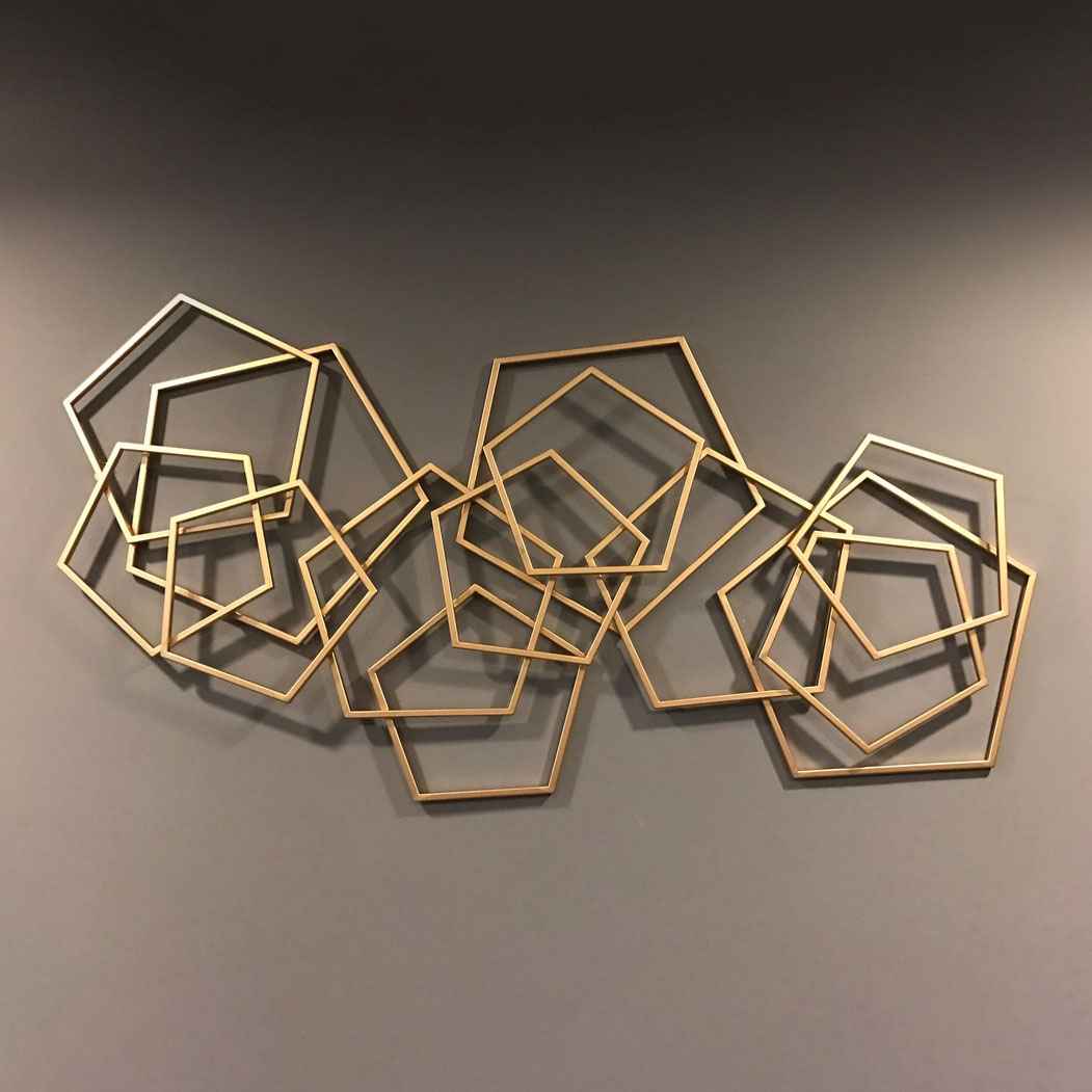 Modern Gold Pentagon Wall Décor