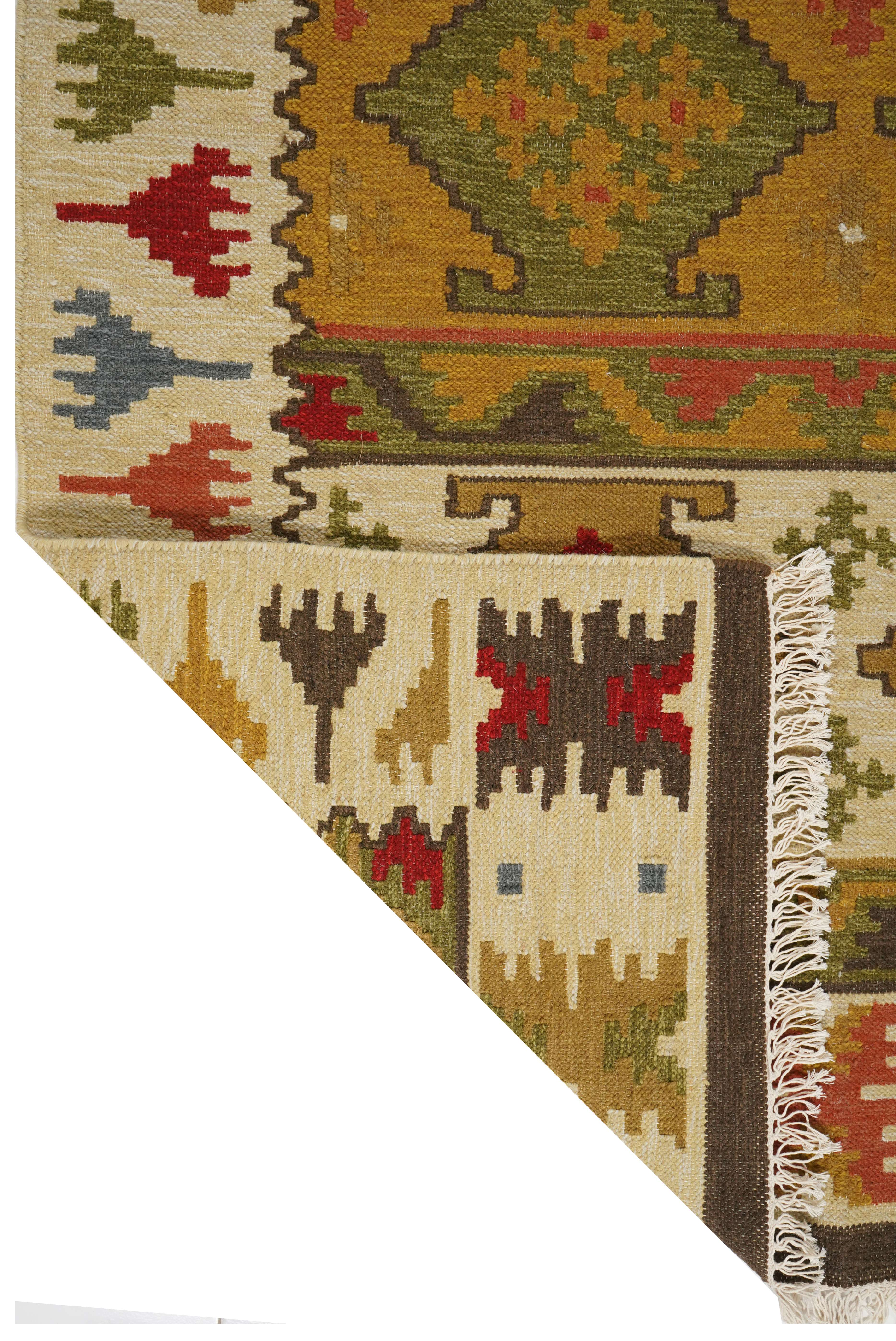CREAM & BROWN SPIDER WEAVE RUG
