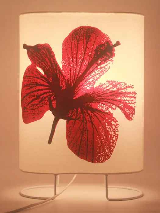 Orange Hibiscus Oval Table Lamp