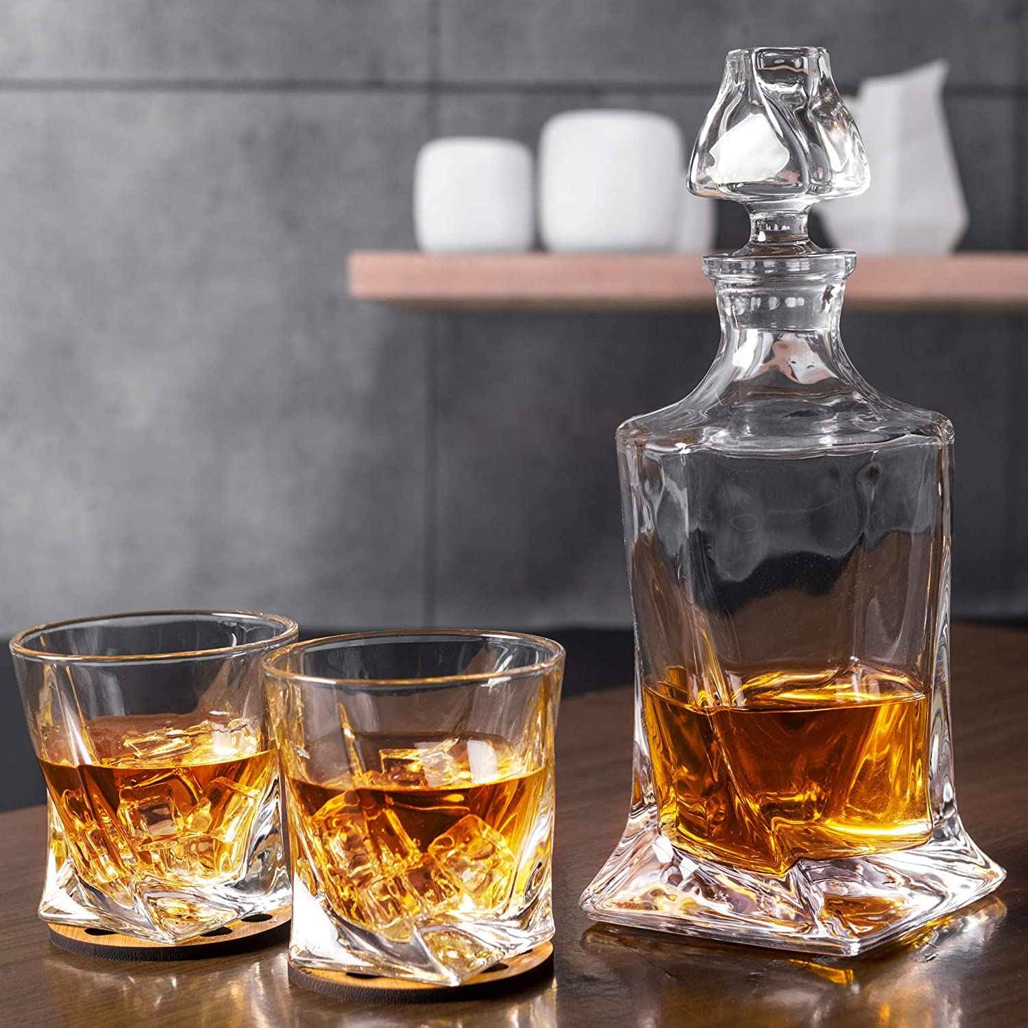 The Epic Twist Crystal Decanter Set With Glasses