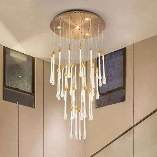 Led Crystal Stair Chandelier