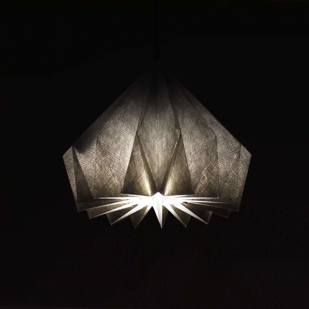 Grey Paper Origami Lamp Shade; Vanilla Bliss Dual Pack